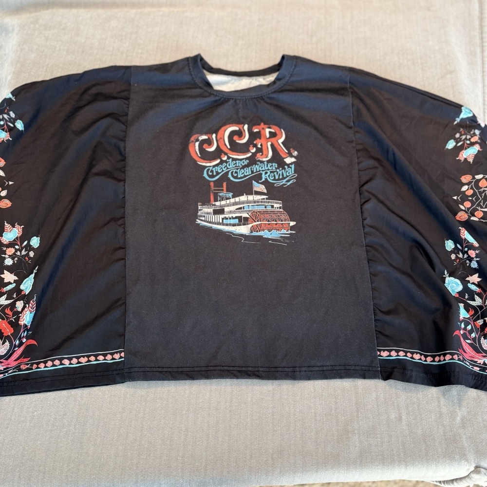 CCR Creedence Clearwater Revival Reworked Graphic Shirt Oversized Boho Floral